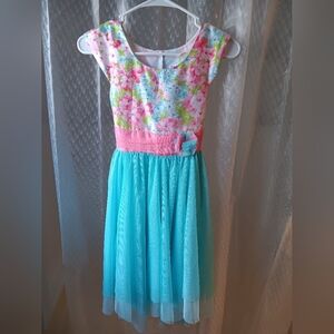 Jona Michelle White and Pink Pleated Sundress Sleeveless Casual Sz 10